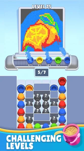 Sand Loop gameplay screenshot showing puzzle mechanics and colorful sand physics